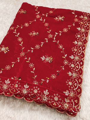 Smileyfashion Velvet Embroidered Women Dupatta