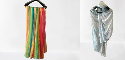 LAHSUAK Georgette, Chiffon Striped Women Dupatta