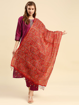 DUPATTA BAZAAR Silk Blend Checkered Women Dupatta