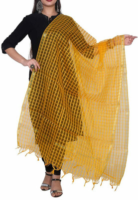 AVINZO Net Checkered Women Dupatta
