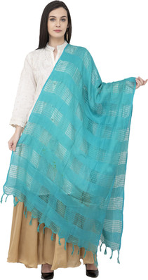 A R SILK Cotton Blend Checkered Women Dupatta