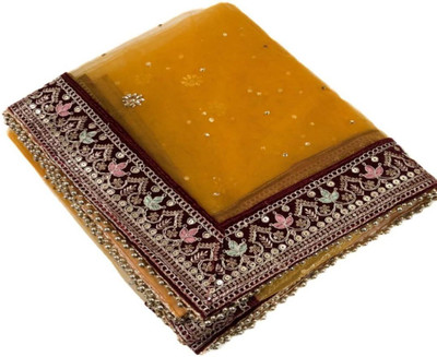 zaie Net Embellished, Embroidered Women Dupatta