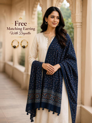 Dripdin Cotton Blend Floral Print Women Dupatta