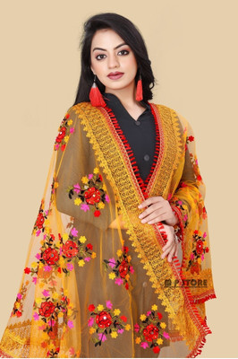 DHARMEE Net Embroidered Women Dupatta