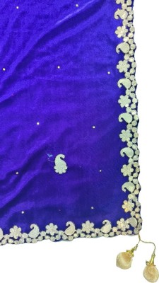 Chaukhat Velvet Embellished, Embroidered, Self Design Women Dupatta