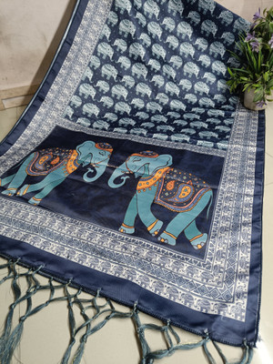 Bloviate Silk Blend Solid, Printed Women Dupatta