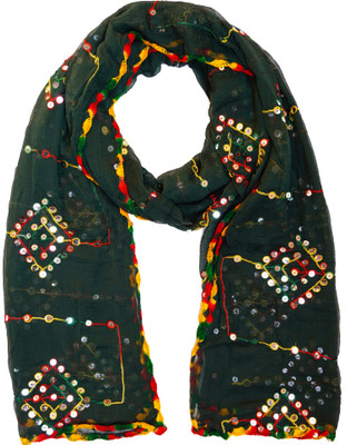 YOUTHQUAKE Chiffon Embroidered, Embellished Women Dupatta