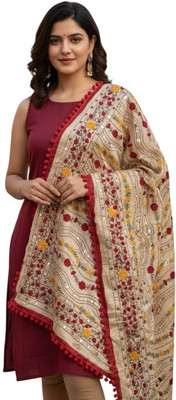 Fancy duppatta house Poly Chanderi Embroidered Women Dupatta
