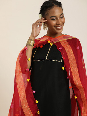 Taavi Cotton Blend Woven Women Dupatta