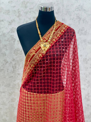 Bridal collection by tithuus Net Embroidered Women Dupatta