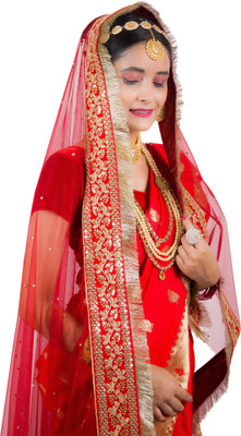 DRJ Sarees Net Embellished, Embroidered Women Dupatta