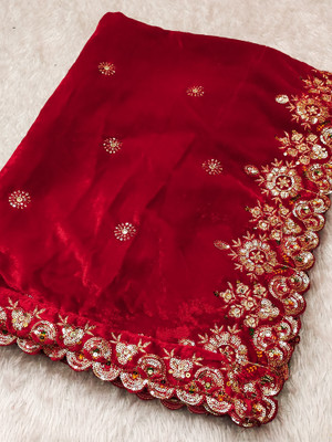 tathastufab Velvet Embroidered Women Dupatta