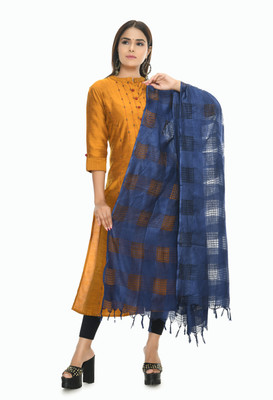 MOEZA Cotton Blend Checkered Women Dupatta