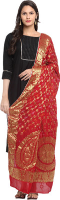 JABAMA Silk Blend Self Design, Floral Print Women Dupatta