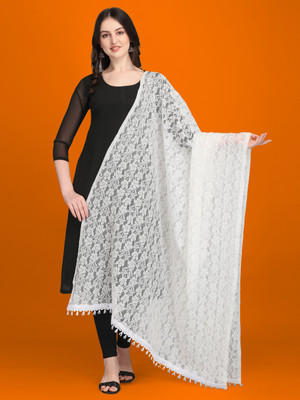FORKEY Net Solid Women Dupatta