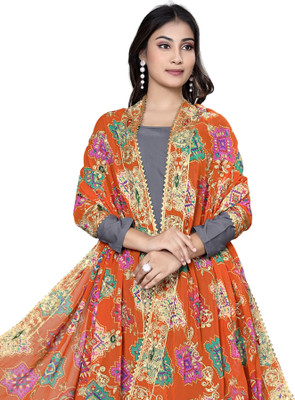 Sekmany Georgette Printed, Embroidered Women Dupatta