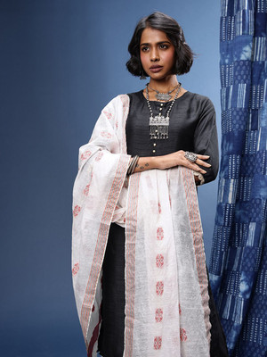 Taavi Silk Blend Self Design Women Dupatta
