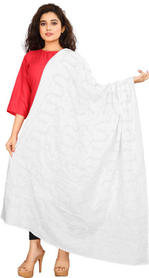 Vastragrah Cotton Blend Embroidered Women Dupatta