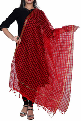 AVINZO Net Checkered Women Dupatta