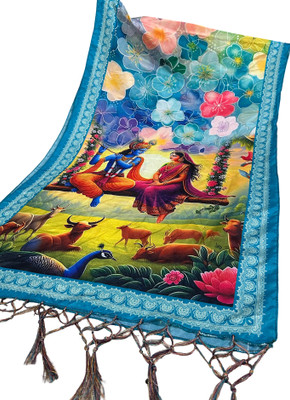 Bloviate Silk Blend Printed, Applique Women Dupatta