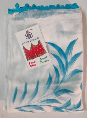 Divine Dupa tta Pure Cotton Floral Print, Polka Print Women Dupatta
