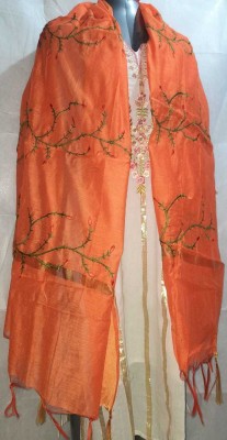 scope creations Poly Chanderi Embroidered, Floral Print Women Dupatta