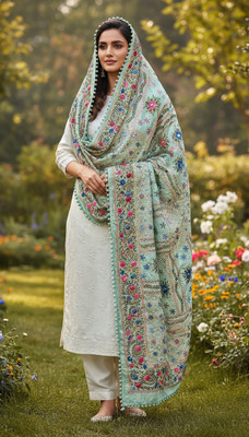 Ohh Calcutta VC Poly Chanderi Embroidered Women Dupatta