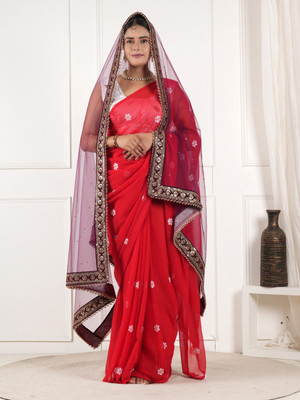 A R SILK DUPATTA HUB Net Embroidered Women Dupatta