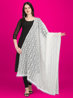 FORKEY Net Solid Women Dupatta
