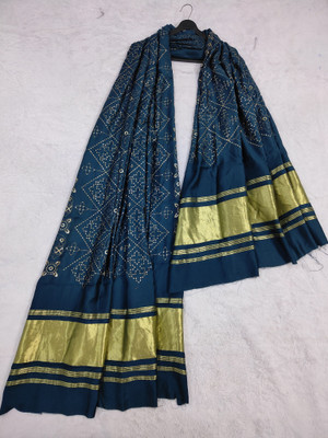 kaizen International Cotton Silk Embroidered Women Dupatta