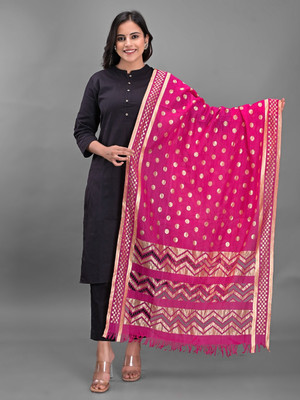 Apratim Silk Blend Polka Print, Self Design Women Dupatta