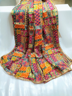 Nayerang Art Silk Printed Women Dupatta