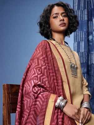 Taavi Cotton Silk Self Design Women Dupatta
