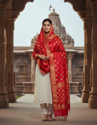 Urban Kanya Silk Blend Floral Print Women Dupatta