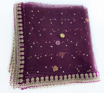 MS CREATIONS Net Embroidered Women Dupatta