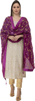 A R SILK Pure Silk Embroidered Women Dupatta