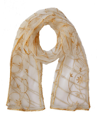 WHITEHEAVEN Net Embroidered Women Dupatta