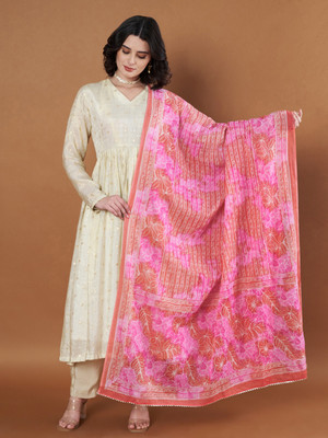 AKSHADEEP Cotton Blend Printed Women Dupatta