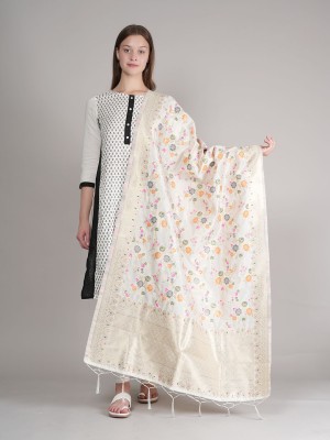 MUFFLY Silk Blend Floral Print Women Dupatta