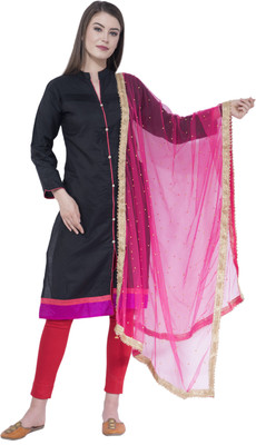 A R SILK Net Self Design Women Dupatta