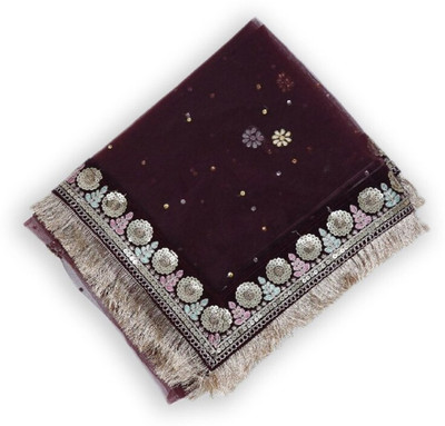MS CREATIONS Net Embroidered, Embellished Women Dupatta