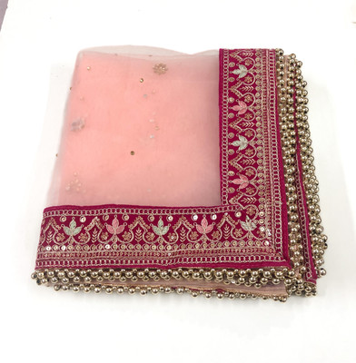 MS CREATIONS Net Embellished, Embroidered Women Dupatta