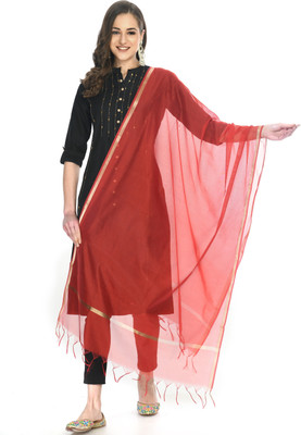 A R SILK HANDLOOM Poly Chanderi Self Design Women Dupatta