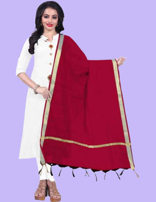 Draxstarr Cotton Silk Solid Women Dupatta