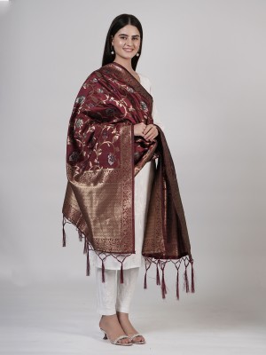 MUFFLY Pure Silk Woven Women Dupatta