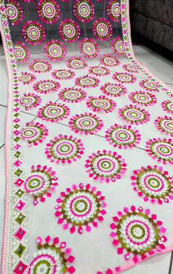 DHARMEE Net Embroidered Women Dupatta