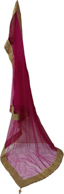 abhikart Net Solid, Self Design Women Dupatta