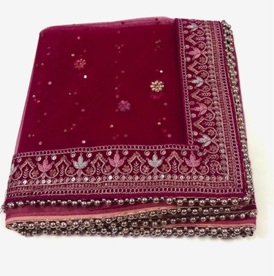 zaie Net Embroidered, Embellished Women Dupatta