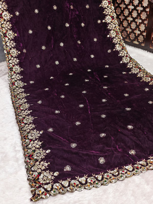 Samrthyafashion Velvet Embroidered Women Dupatta