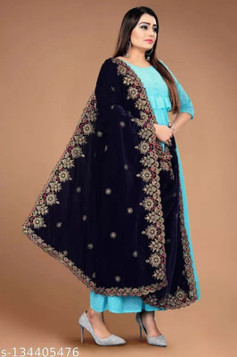 Samrthyafashion Velvet Embroidered Women Dupatta
